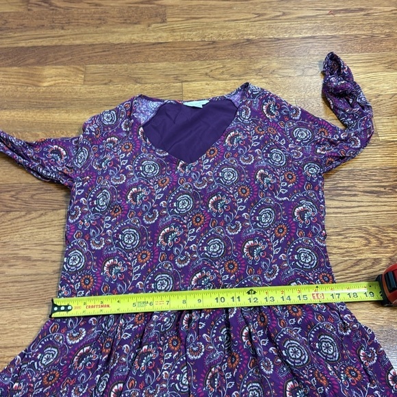 Garnet Hill Purple Floral Bohemian Dropped Waist Pocket Dress Size 6 - Picture 12 of 12
